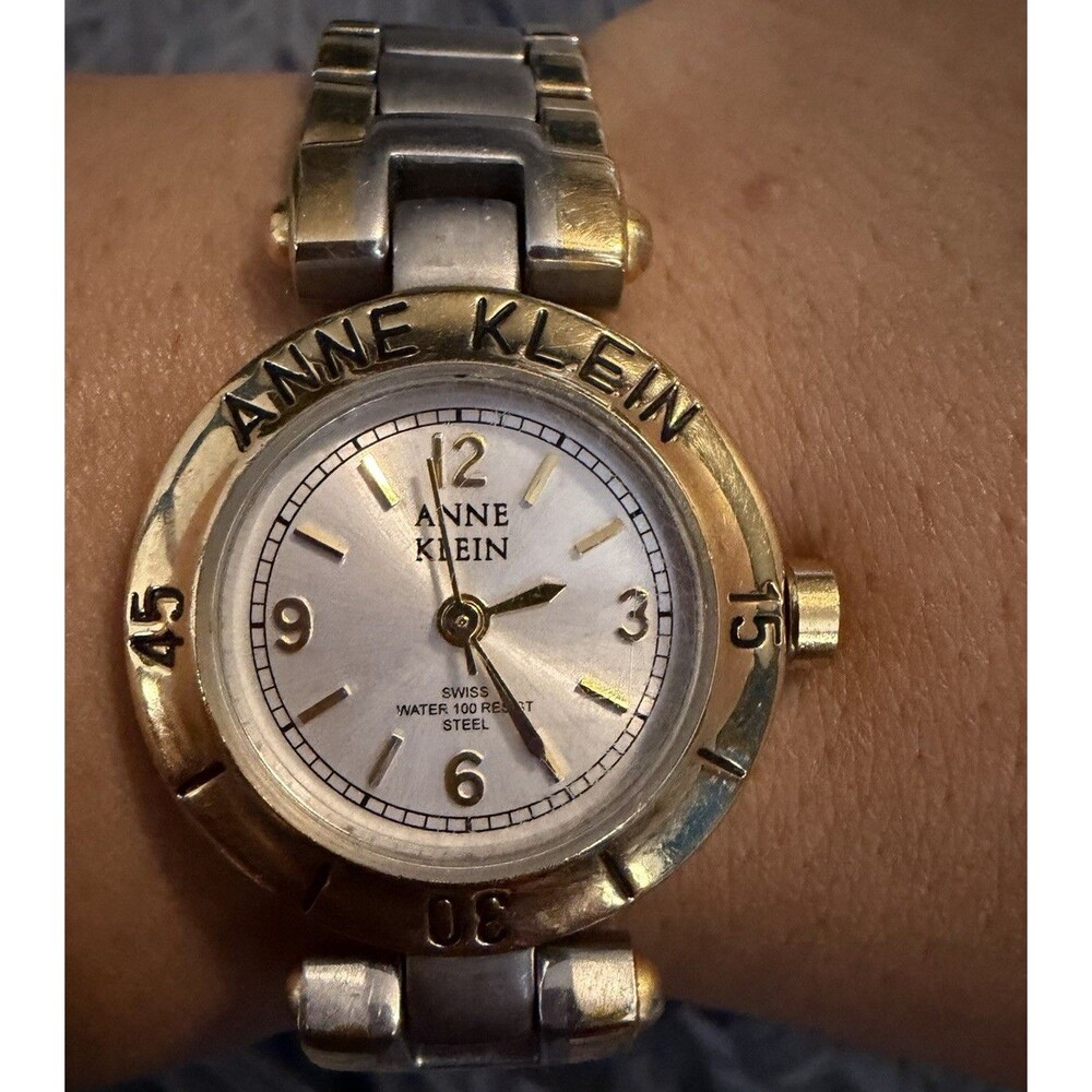 Anne Klein Swiss Water Resistant Two-Tone Women’s Watch Working New Battery